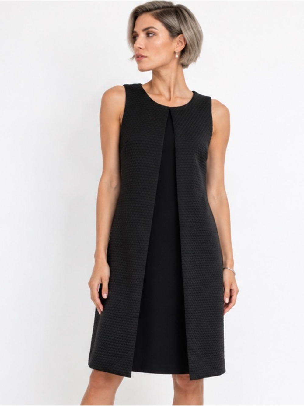 Alex Marie Textured Asymmetrical Slit Dress